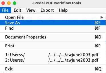 Menubar Save As